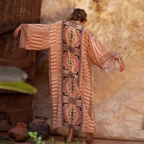 Tops - SOLD OUT New Tribal Ethnic Aztec Western Self Tie Kimono Duster Robe Kimono Wrap